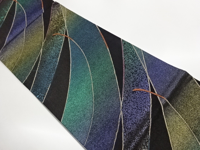 JAPANESE FUKURO OBI / WOVEN ABSTRACT WAVY STRIPE